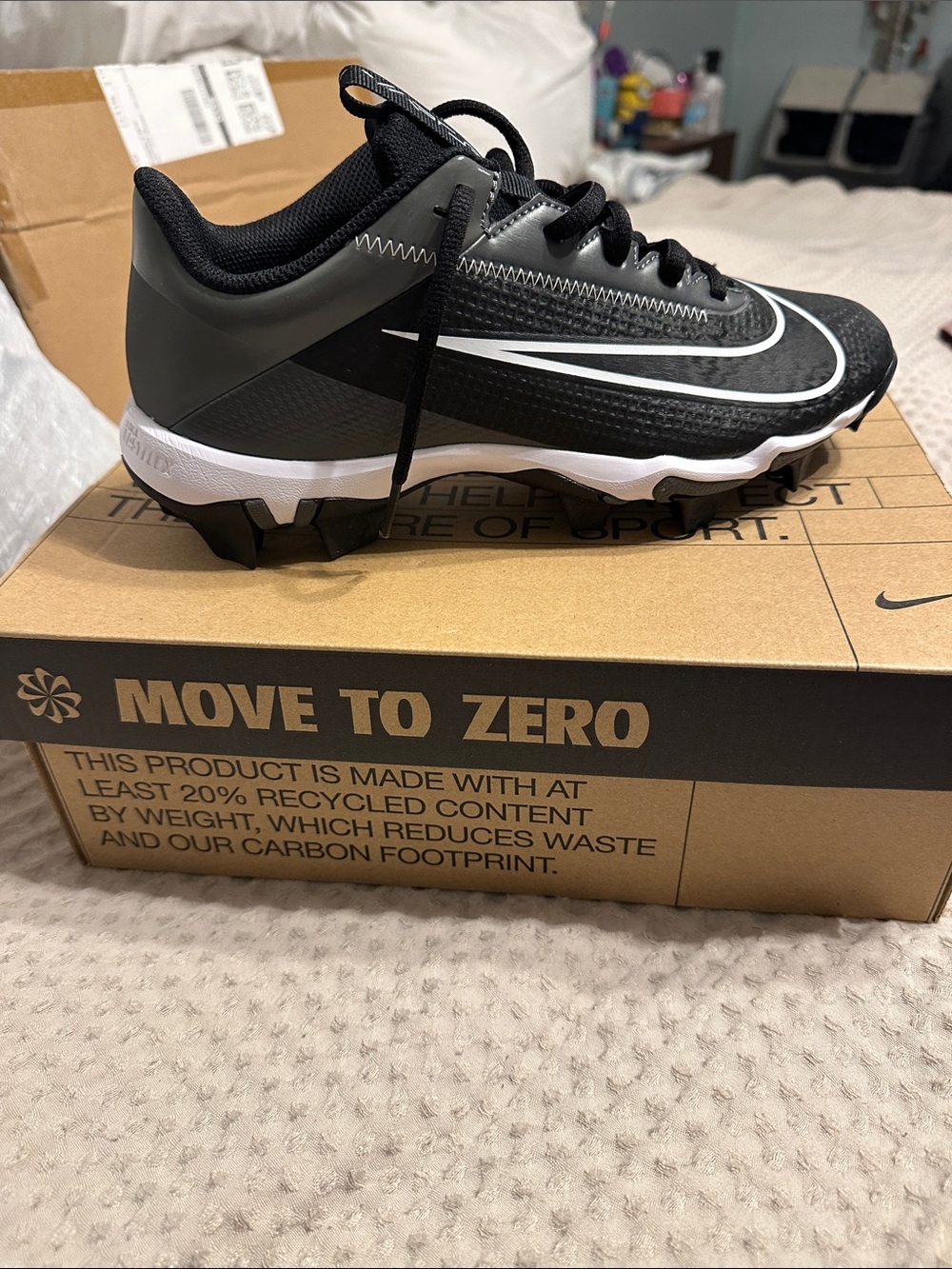 Nike Vapor Edge Shark 2 BG Kids Black and White Cleats